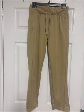 Women’s Adidas Track Pants in Khaki - Relaxed Drawstring Waist